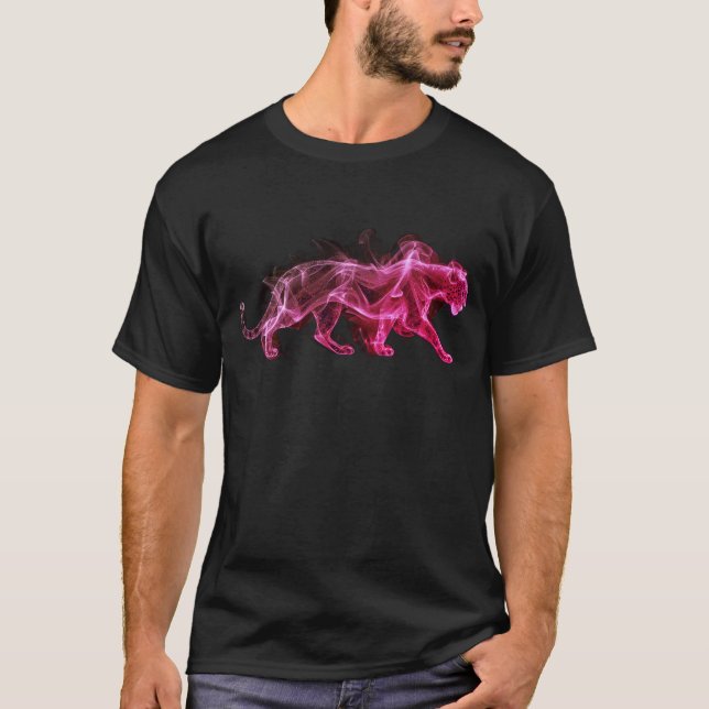 A Purple Leopard on a Black Short Sleeve T-Shirt (Devant)