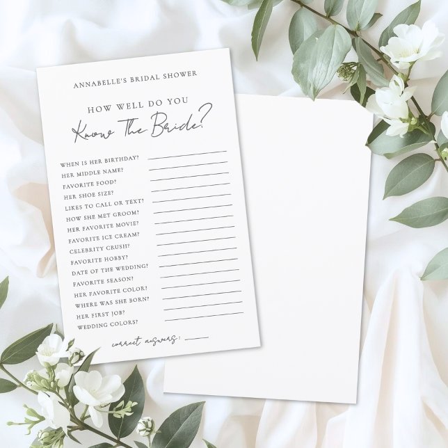 À quel point connaissez-vous la mariée - Jeu de ba (How Well Do You Know The Bride Bridal Shower Game)