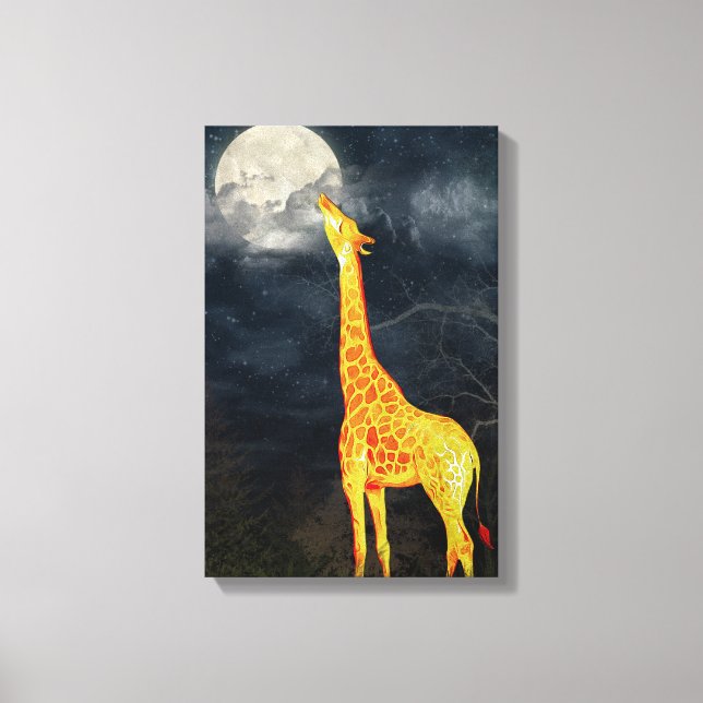 A quoi ressemble la lune ? Giraffe & Lune | Toile (Recto)