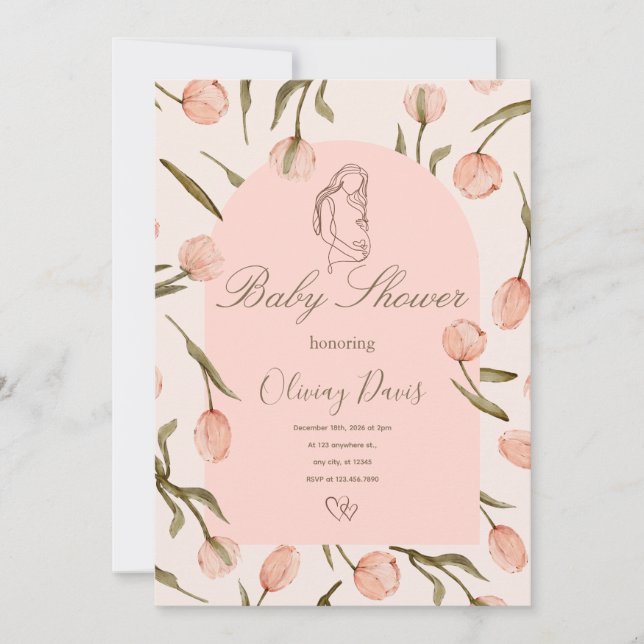A radiant and delicate 'Baby Shower' invitation  (Devant)