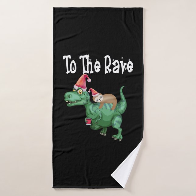 À Rave Tree Rex Funny Sloth équitation Dinosaur C (Serviette de bain)