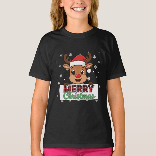 A reindeer-themed T-shirt for Christmas decoration (Devant)