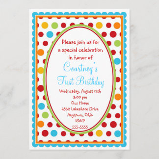 Ă?res invitations d'anniversaire de pois assez