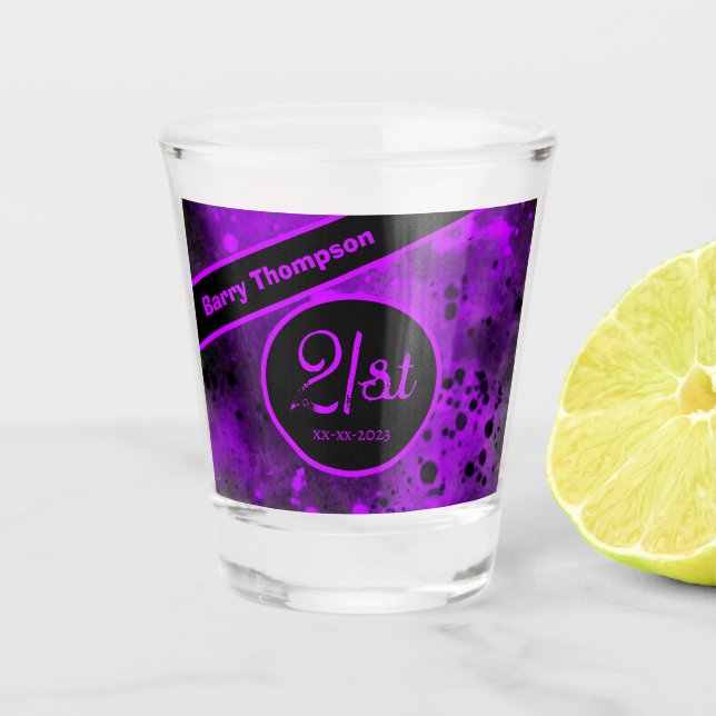 A Shot 21e Anniversaire Paint Violet Splatter Verre de ti (Devant)