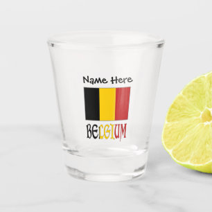 A Shot Belgique et Drapeau Belge avec Votre Nom Verre à S