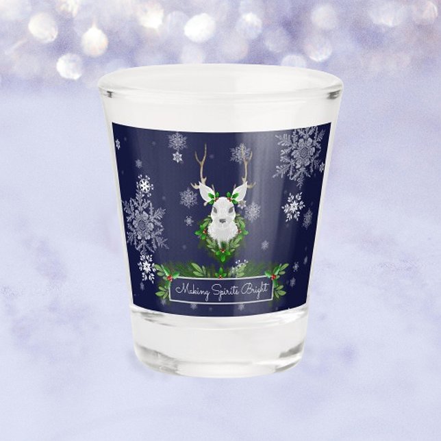 A Shot Bleu Reinder verre de Noël (Blue Reindeer Christmas Shot Glass)