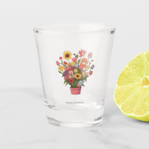 A Shot Bouquet de fleurs coloré en verre pour anniversair