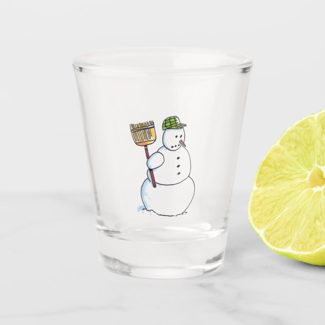 A Shot Broom Snowman verre transparent (Devant)