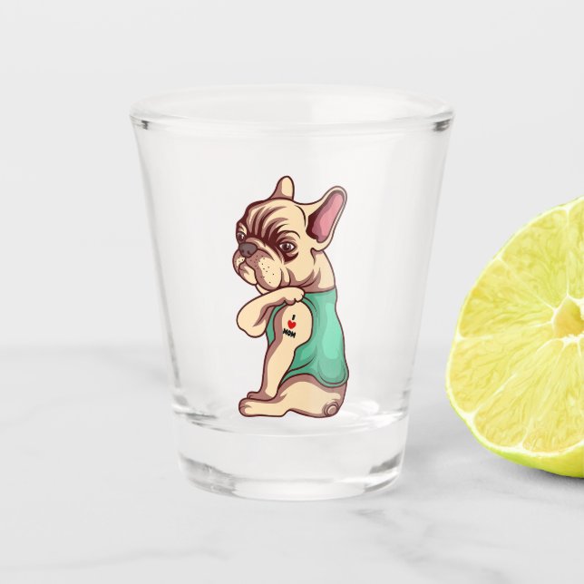 A Shot Cadeaux de verre vissé de Bulldog français (Devant)