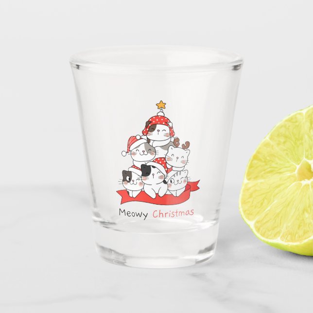 A Shot Chats de Noël en verre (Devant)