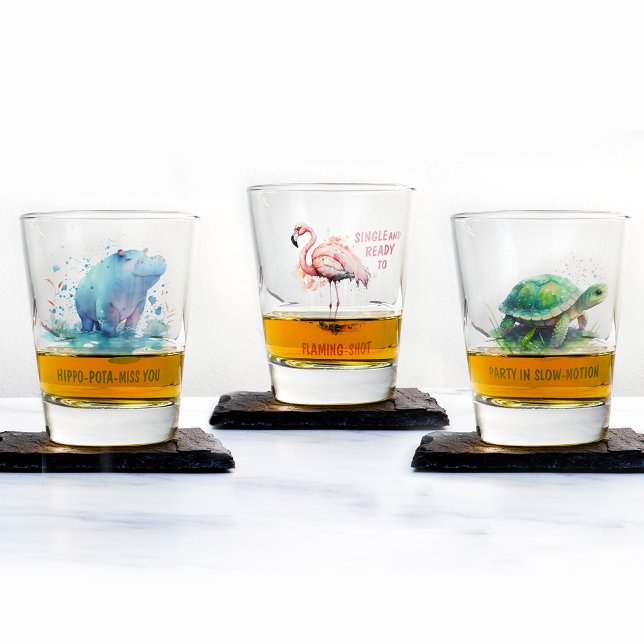 A Shot Chic Cadeau Aquarelle rose Flamant rose- Verre (Créateur téléchargé)