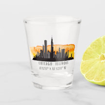 Chicago Skyline Latitude & Longitude Verre de tir