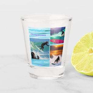A Shot Chimpanzés Surf Photo Collage, Verre Tiré