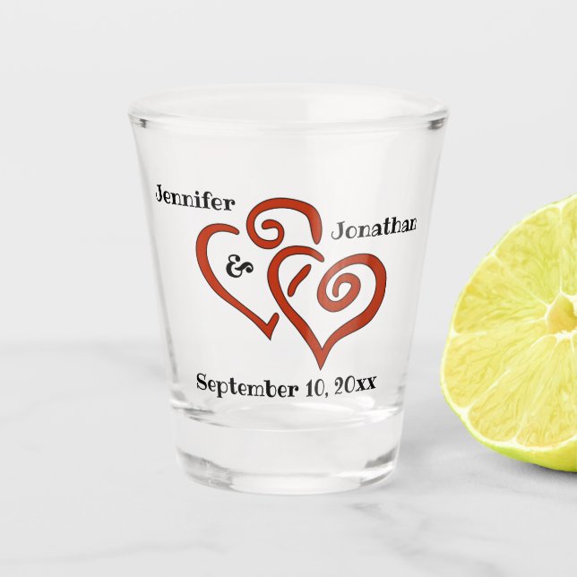 A Shot Coeurs enmêlés Design Verre de tir (Devant)