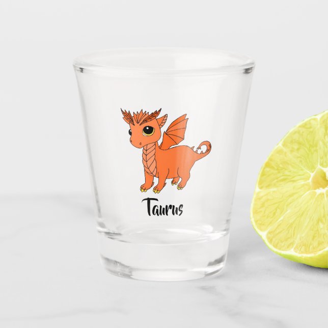 A Shot Cute Taurus Dragon conception verre de plan zodiaq (Devant)
