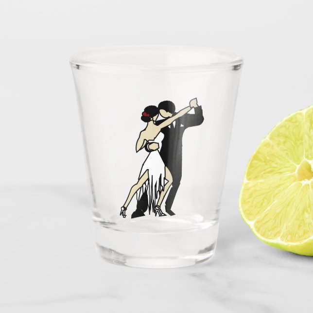 A Shot Danseurs De Tango Rétro En Verre Tiré (Devant)