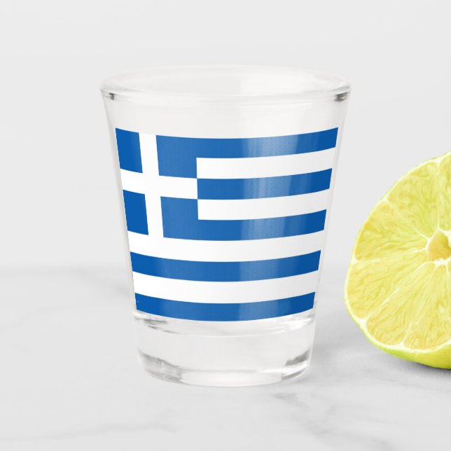 A Shot Drapeau grec Grèce Bleu Blanc verre à balles (Devant)