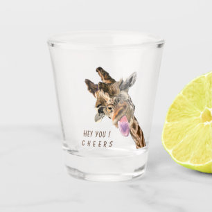 A Shot Drôle Giraffe Tirage De Verre Cheveux - Texte Pers