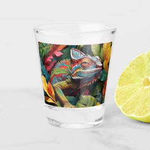 A Shot Feuilles Lizard et verre de tir couleur