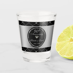A Shot Formes Argent Et Diamant Noir En Verre Tiré