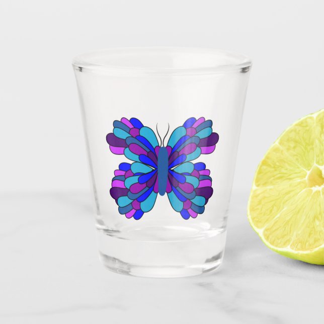 A Shot Funky Bleu Papillon Verre de tir (Devant)