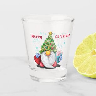 A Shot Gnome en verre de Noël avec cadeau