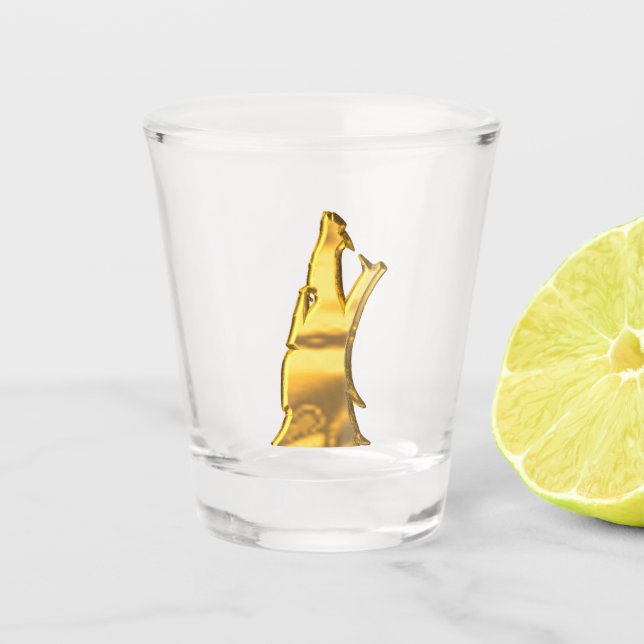 A Shot Golden Wolf Tête en verre (Devant)