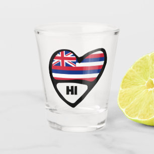 A Shot Hawaii, Drapeau D'État HI En Coeur, Verre Tiré