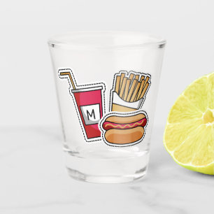 A Shot Hot Dog & Fries verre photo monochrome personnalis