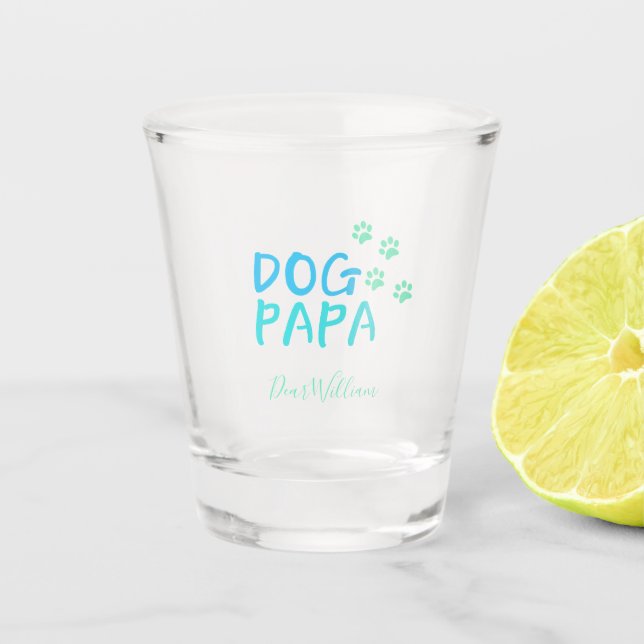 A Shot Joli Chien Papa Tiré Verre (Devant)