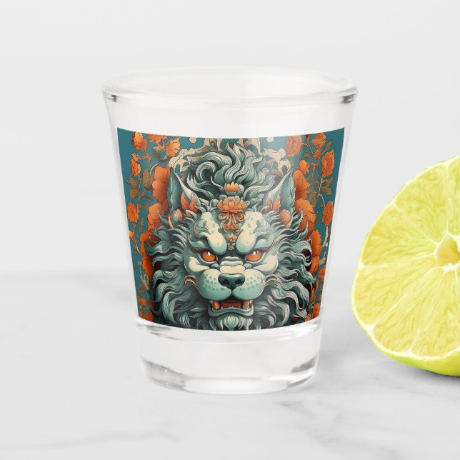 A Shot Lion de grippe de la sagesse en verre de tir (Devant)