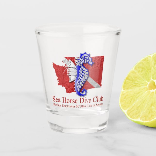 A Shot Logo du club de plongée SeaHorse en verre de tir (Devant)