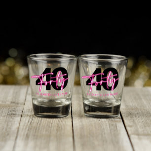 A Shot Noir Neon rose Quarante-40e Anniversaire Verre de