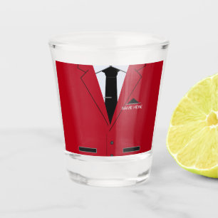 A Shot Nom personnalisé Verre de tir avec costume rouge e