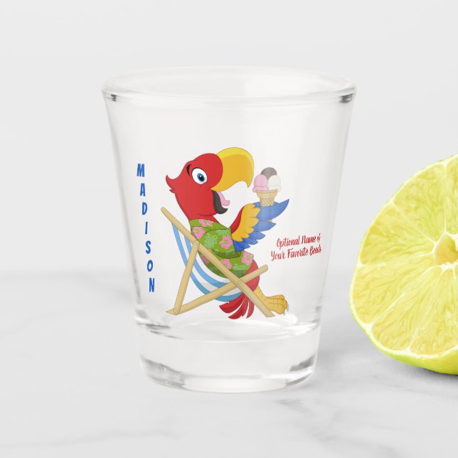 A Shot Plage Macaw nom personnalisé et verre photo (Devant)