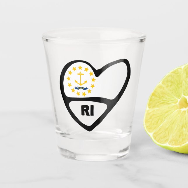 A Shot Rhode Island, RI Drapeau D'Etat En Verre De Tir De (Devant)