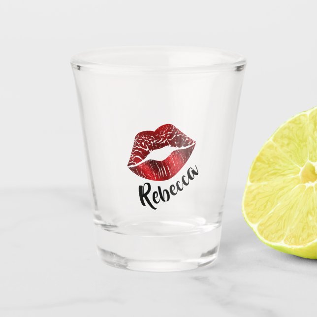 A Shot Rouge Lèvres Kiss personnalisé verre de tir (Devant)