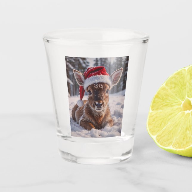 A Shot Santa Hat Deer Tiré Verre (Devant)