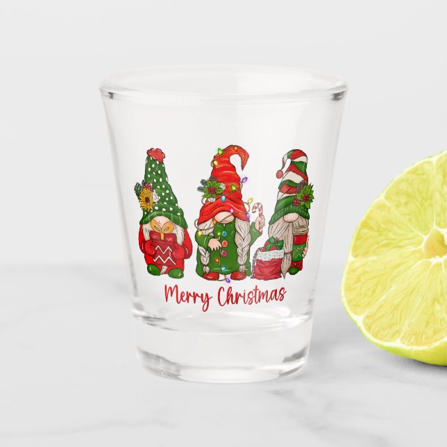 A Shot Trio Gnomes de Noël en verre (Devant)