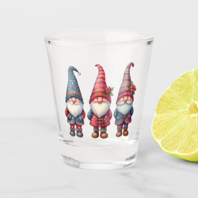 A Shot Trio Gnomes de Noël en verre (Devant)