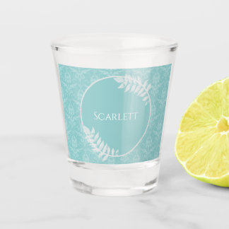 A Shot Turquoise Elegant Damask Verre de tir personnalisé