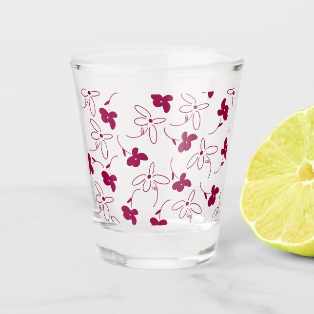 A Shot verre à écoulement fleuri (Devant)
