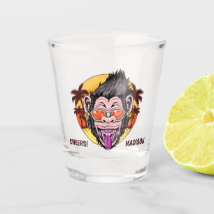 A Shot Verre à liqueur nommé fait sur commande de singe
