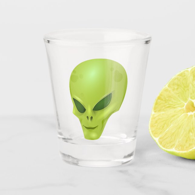 A Shot verre à tête alien verte (Devant)