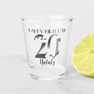 A Shot Verre de 20e anniversaire en argent métallique