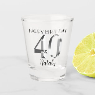 A Shot Verre de 40e anniversaire en argent métallique