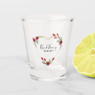 A Shot Verre de Mariage du coeur floral