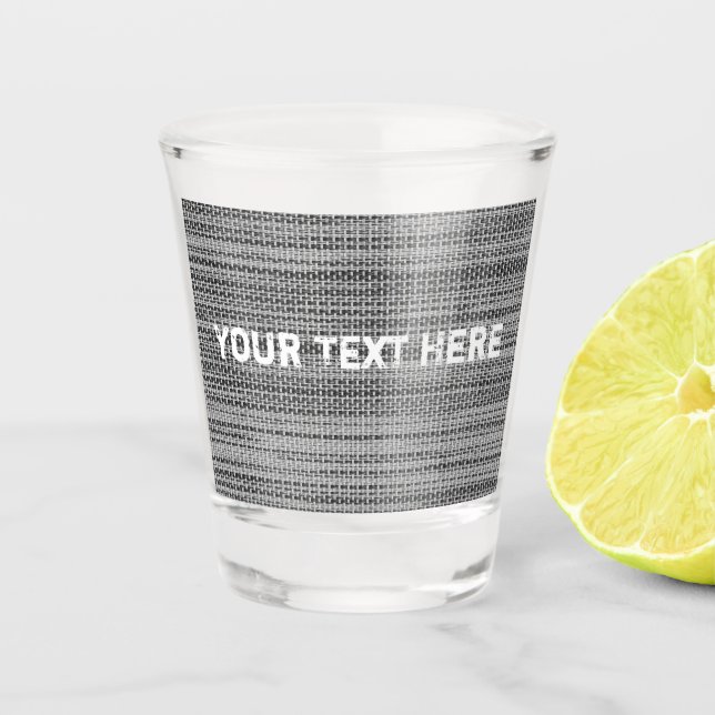 A Shot Verre de prise de tissu gris avec texte personnali (Devant)