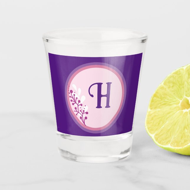 A Shot Verre de tir - Ajouter votre initiale - Violet (Devant)