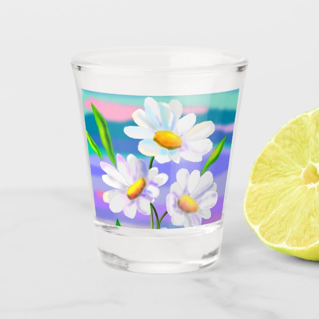 A Shot Verre de tir avec Fleurs de marguerite (Devant)